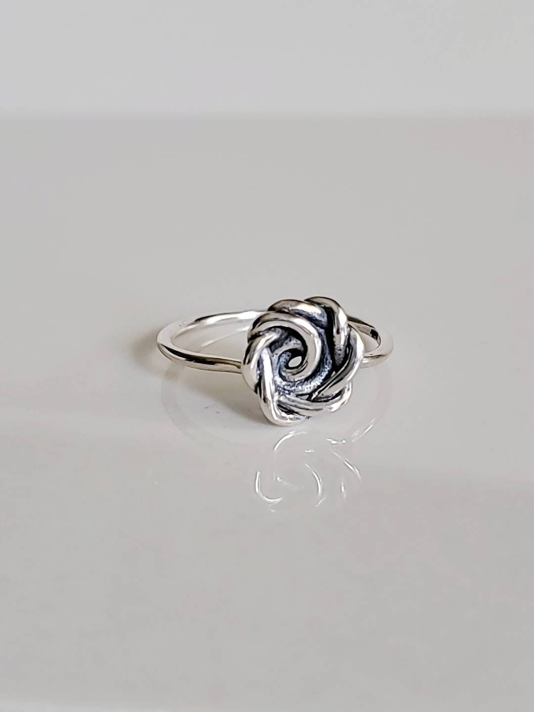 Sterling Silver Rose Flower Ring, Dainty Women's Ring, Oxidized Girls Ring, Gift for Her