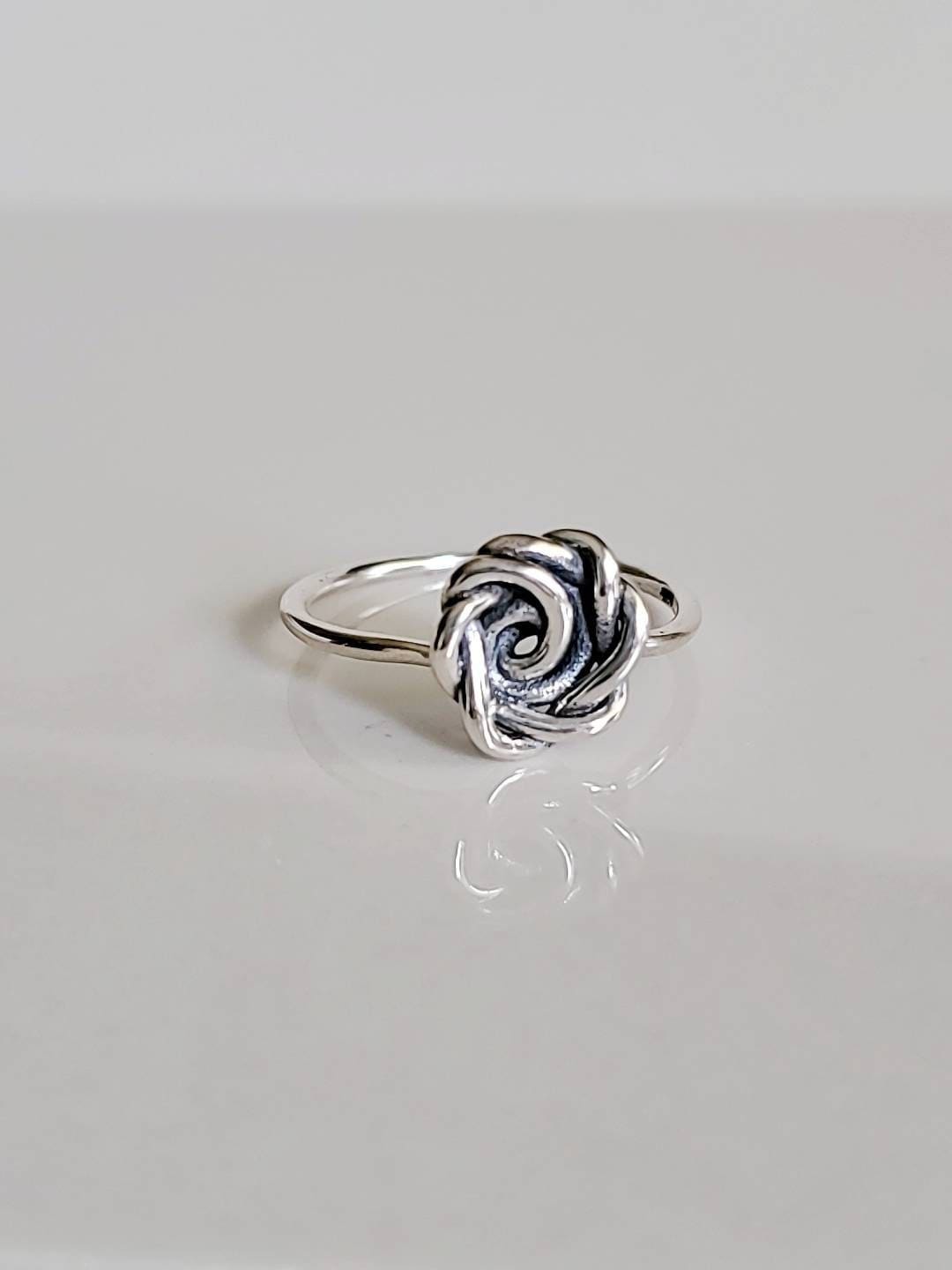 Rose Flower Women's Ring – Sterling Silver with Oxidized Finish