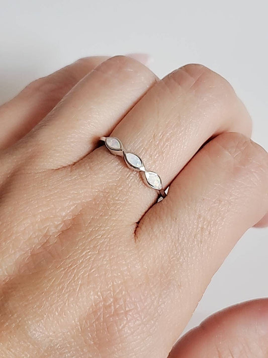 Marquise White Opal Ring