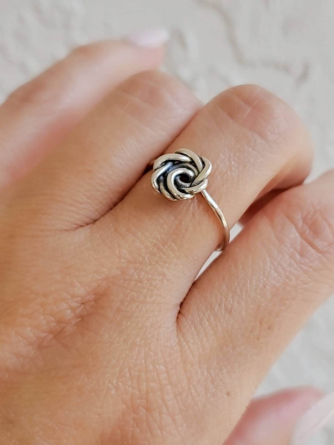 Sterling Silver Rose Flower Ring, Dainty Women's Ring, Oxidized Girls Ring, Gift for Her