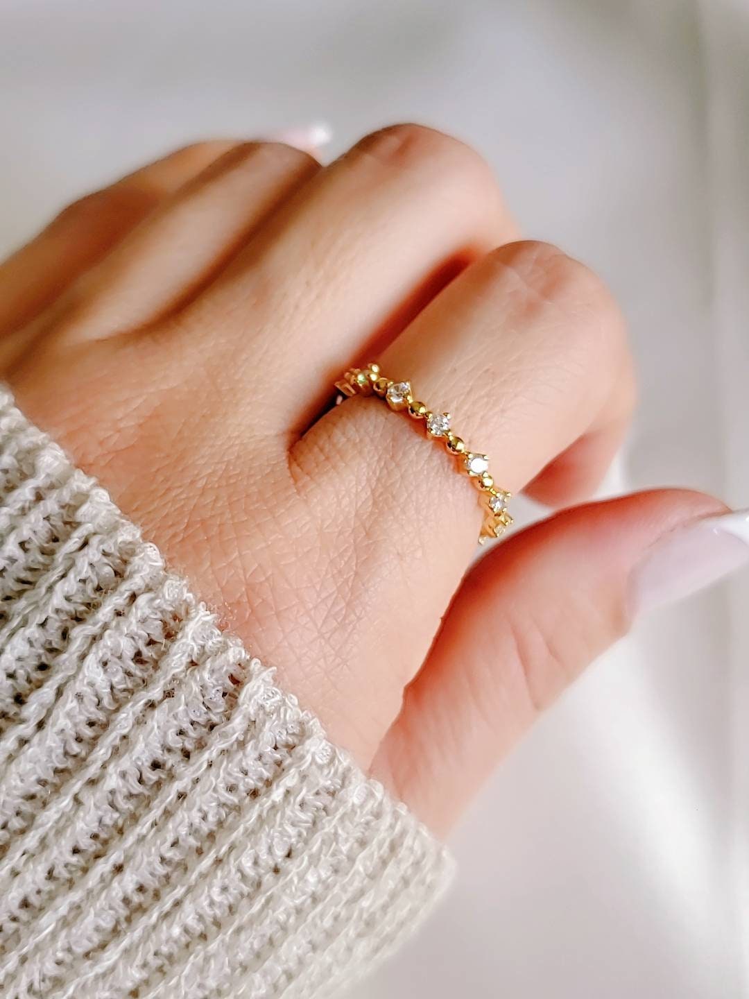 Gold Eternity Ring, Sterling Silver Women Ring