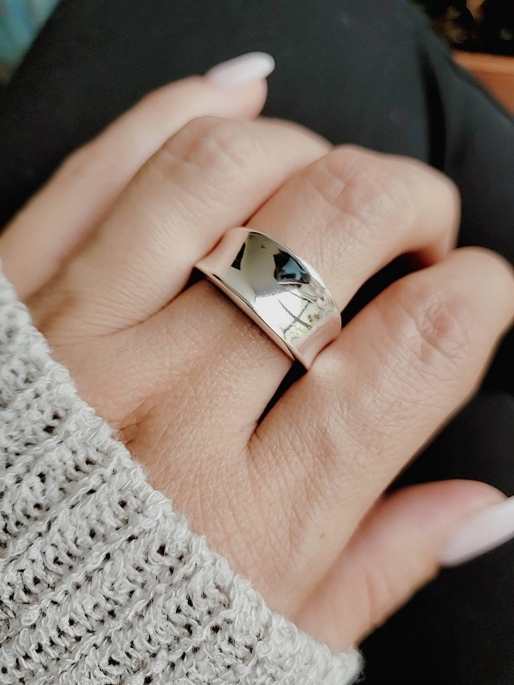 Concave Solid Ring – Sterling Silver