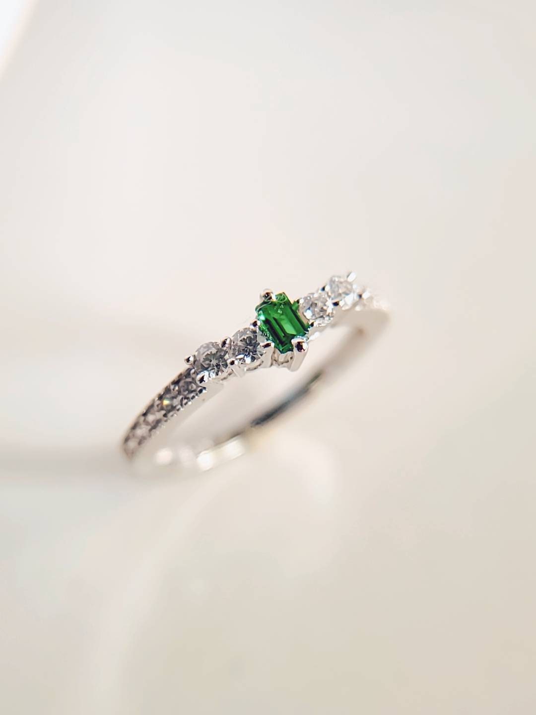 Emerald Sterling Silver Emerald Ring