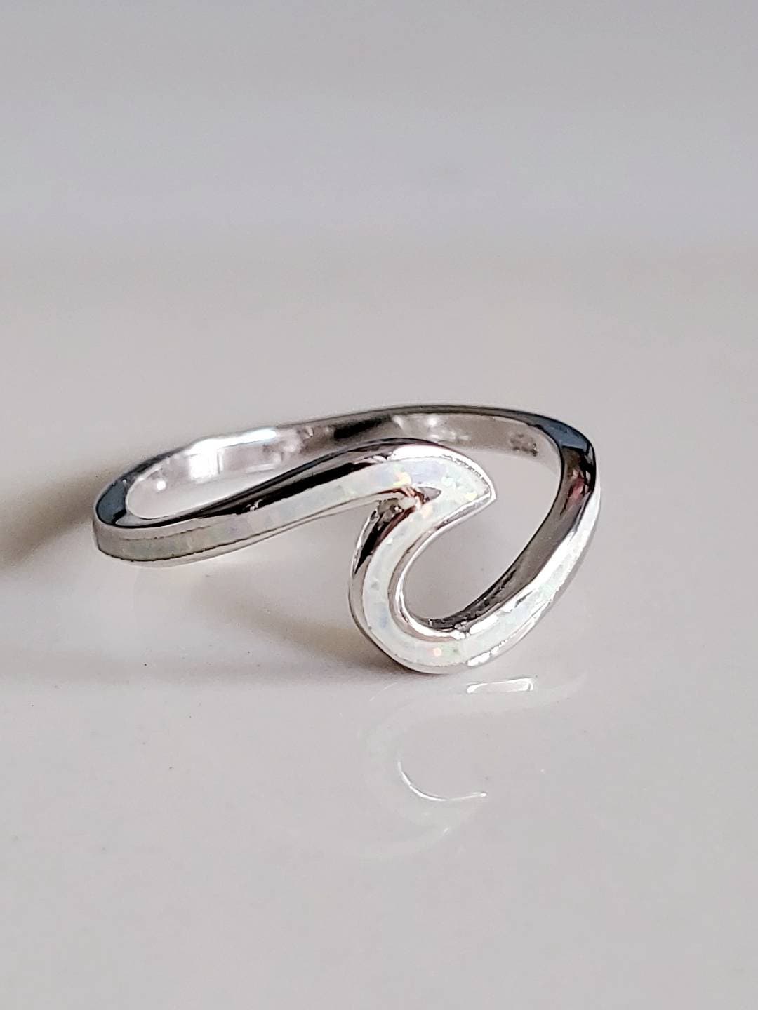 White Wave Opal Ring – Sterling Silver