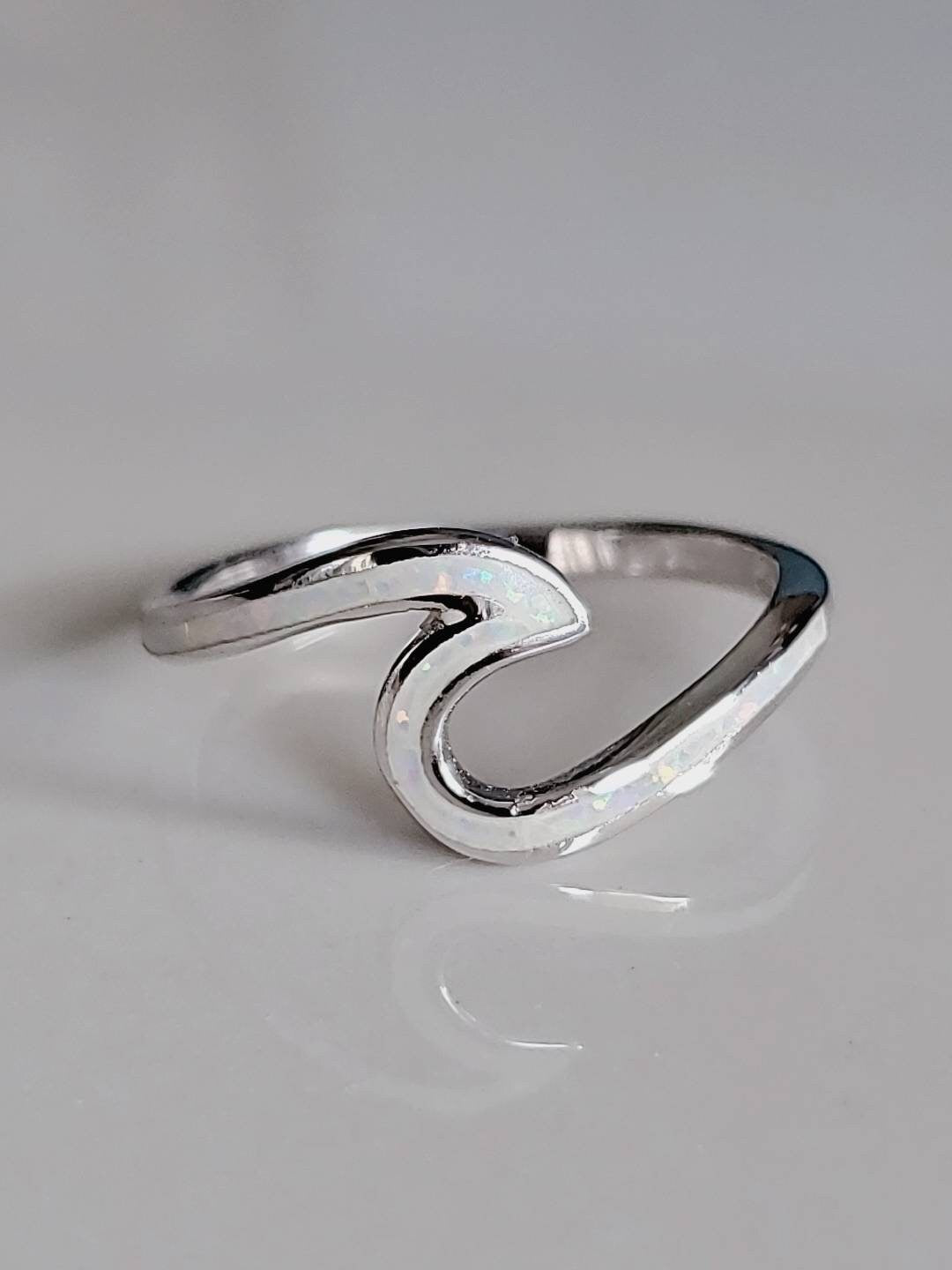 White Wave Opal Ring – Sterling Silver