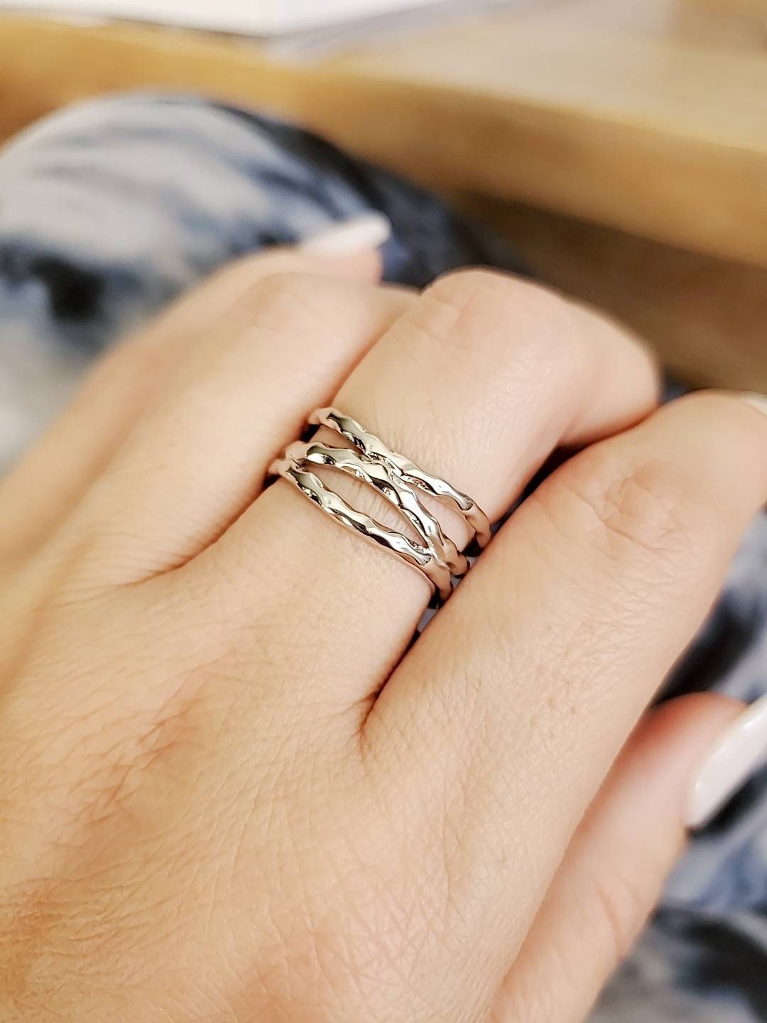 Hammered Women's Ring – Sterling Silver with Finish