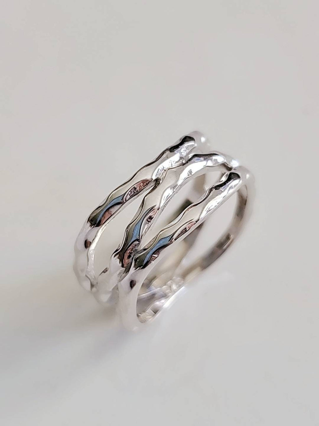 Hammered Women's Ring – Sterling Silver with Finish