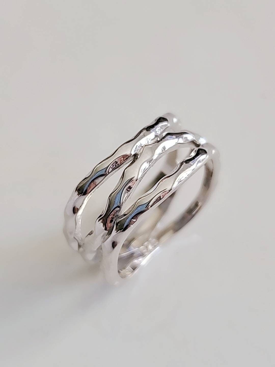 Hammered Women's Ring – Sterling Silver with Finish