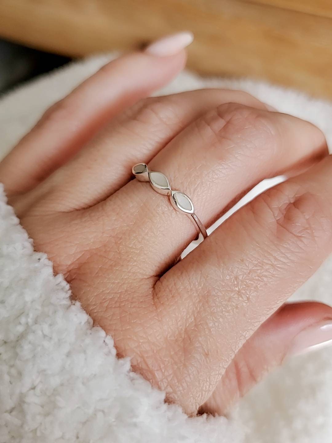 Marquise Genuine Mother of Pearl Ring