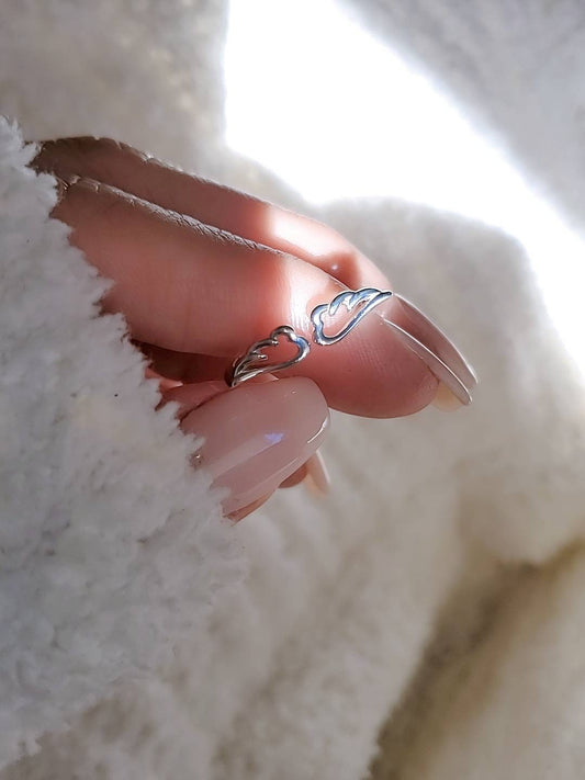 Wings Ring, Sterling Silver Women Ring, Spiritual Ring, Angel Ring, Solid 925 Stamped, size 3-13