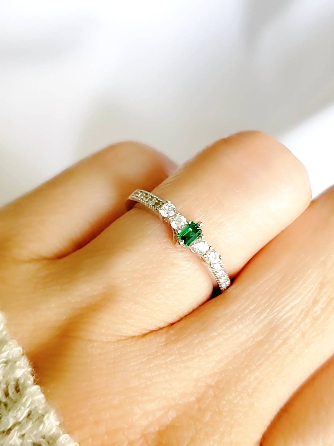 Emerald Sterling Silver Emerald Ring