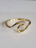 Gold Wave Over Ocean Ring – Sterling Silver
