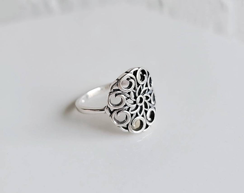 Mandala Women's Statement Ring – Sterling Silver