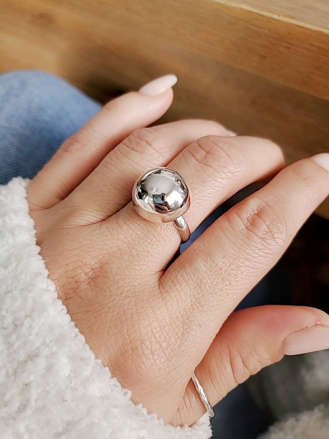 Globe Sphere Geometric Half Globe Ring