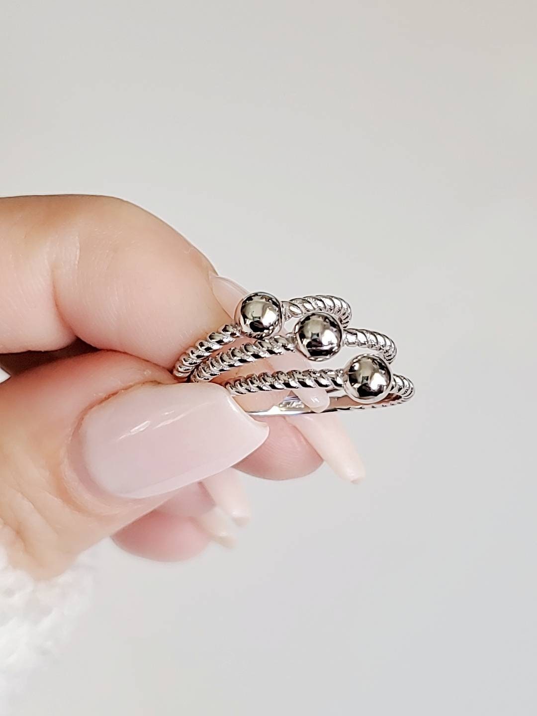 Beaded Ring, Sterling Silver Ring, Bead Ring