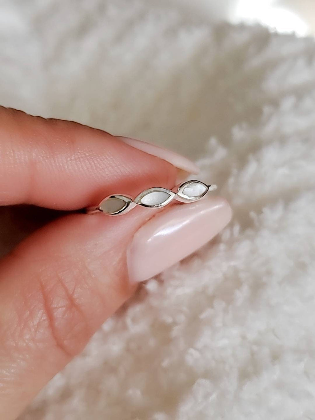 Marquise Genuine Mother of Pearl Ring