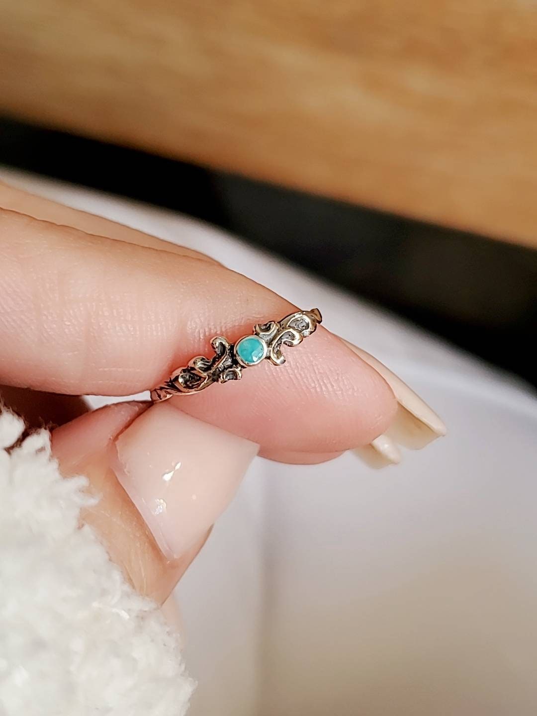 Thin Turquoise Ring Dainty Ring