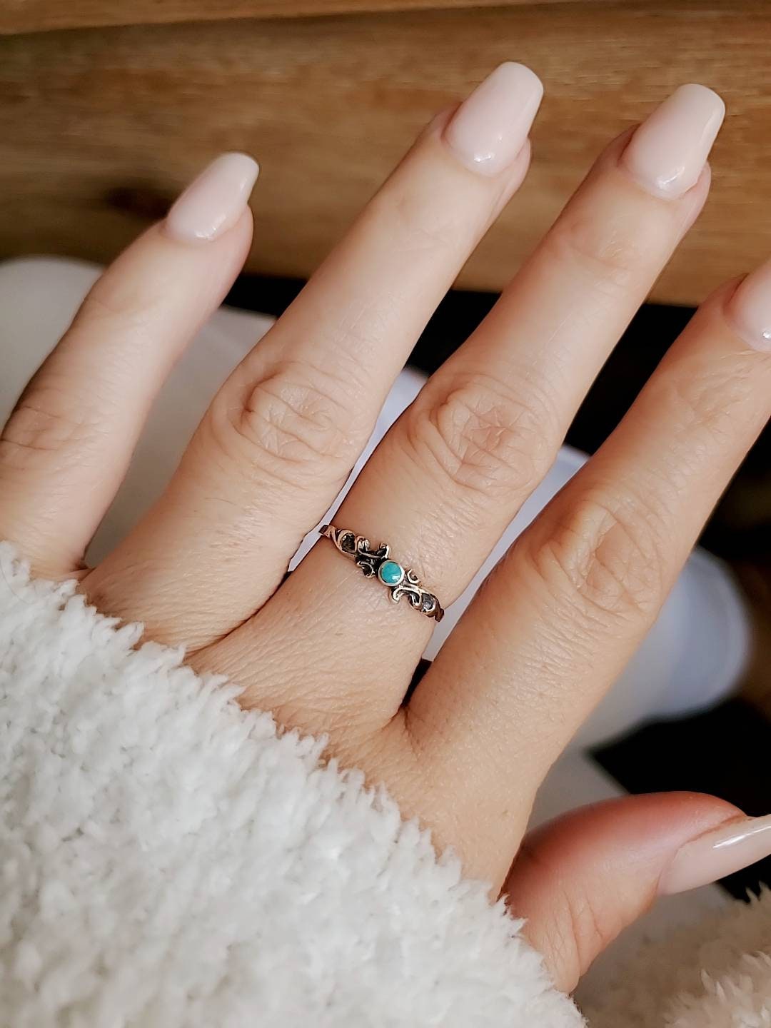 Thin Turquoise Ring Dainty Ring