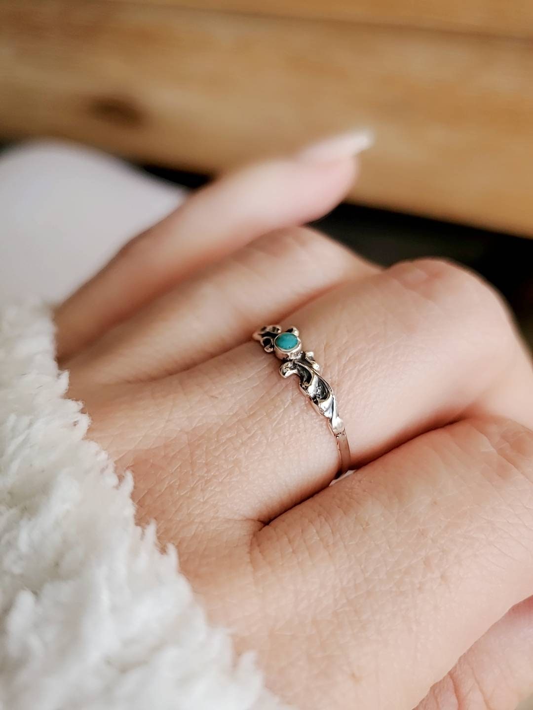 Dainty Turquoise Sterling Silver Ring