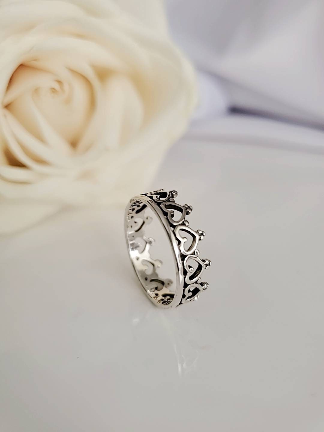 Crown Heart Sterling Silver Women Ring