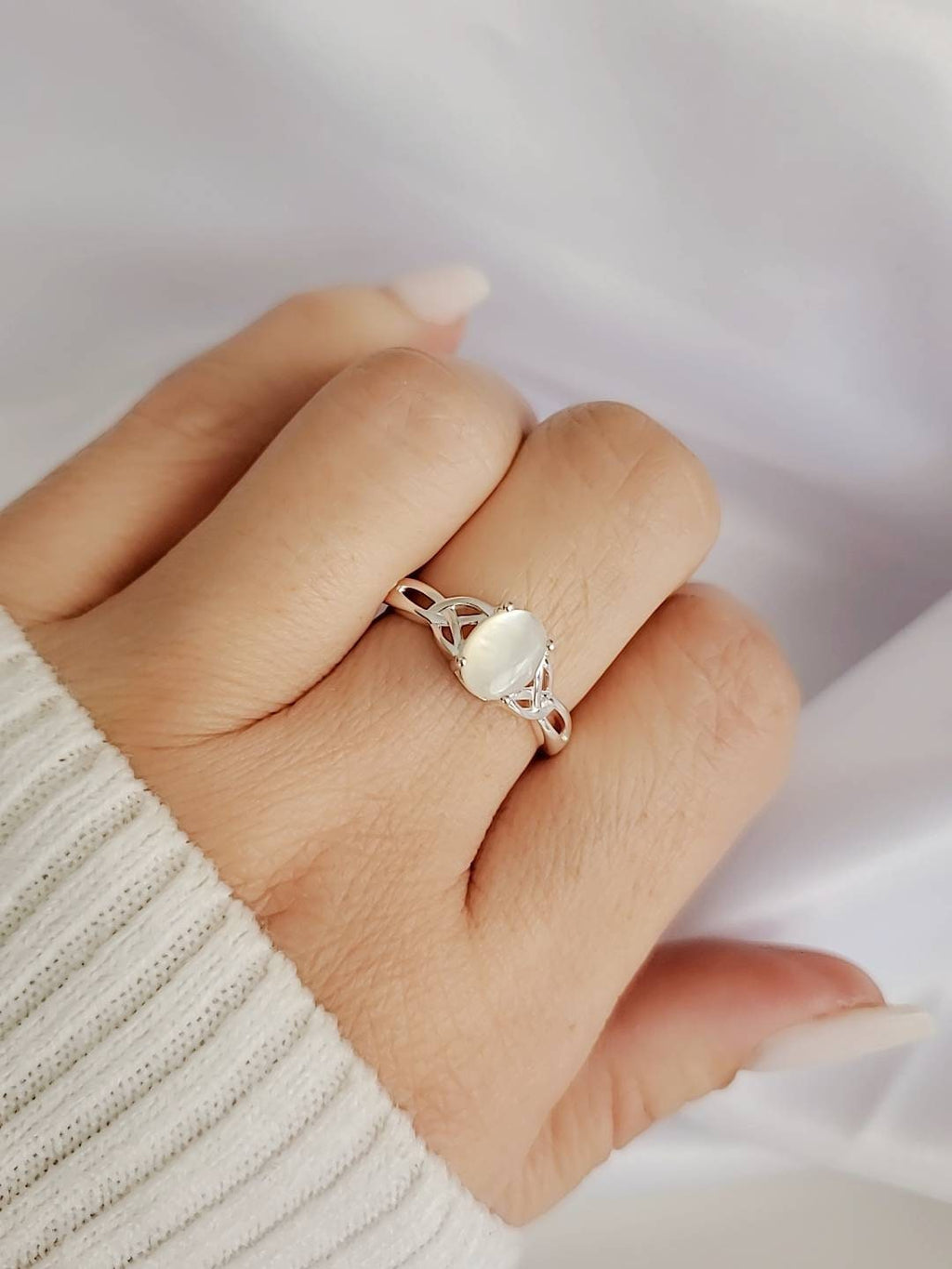 Mother of Pearl Celtic Ring