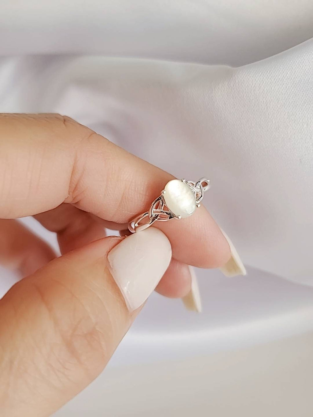 Mother of Pearl Celtic Ring