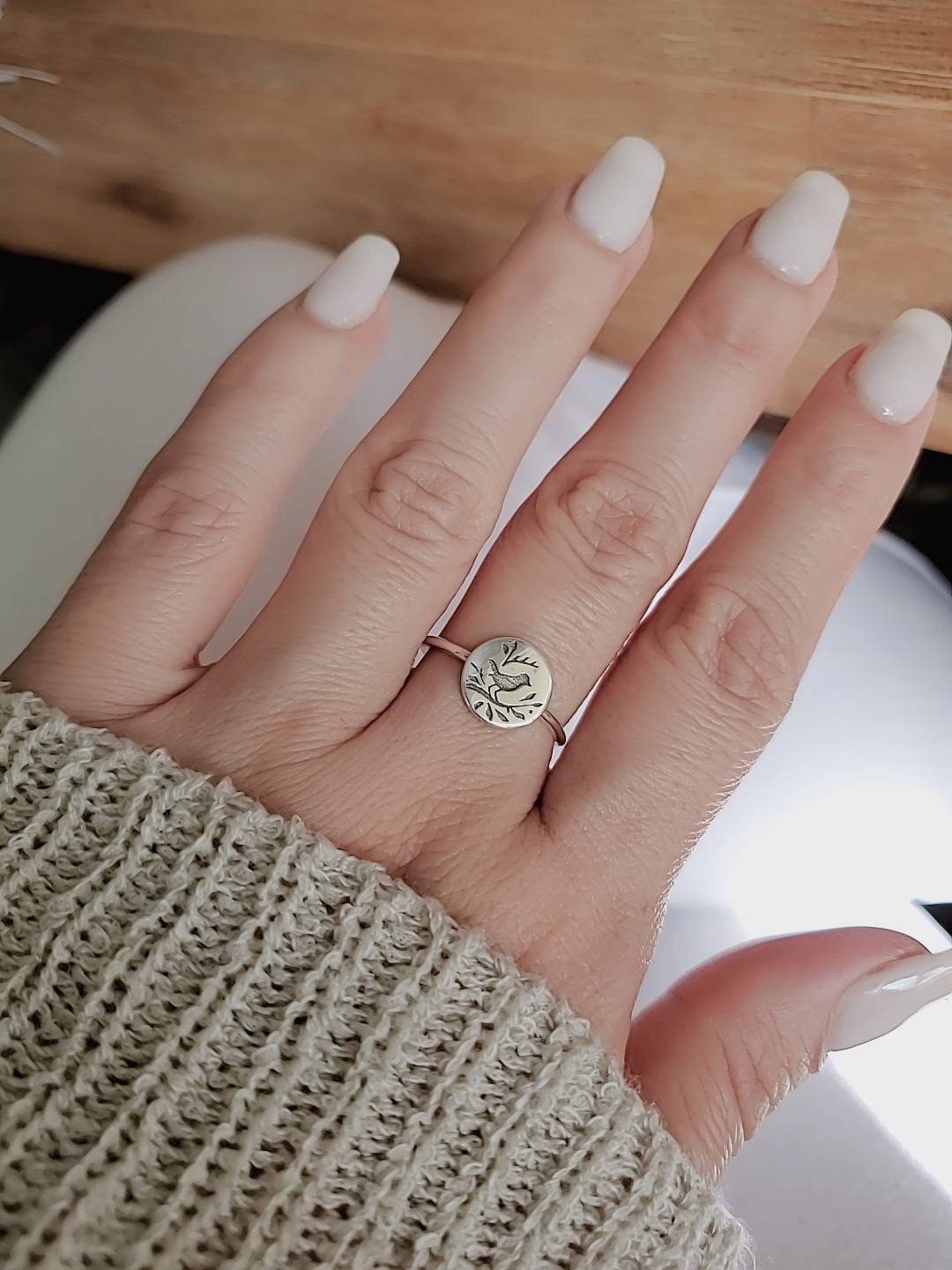 Songbird Women's Ring – 925 Sterling Silver with Engraved Detail