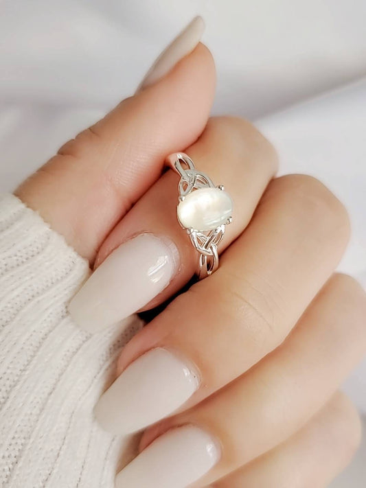 Mother of Pearl Celtic Ring