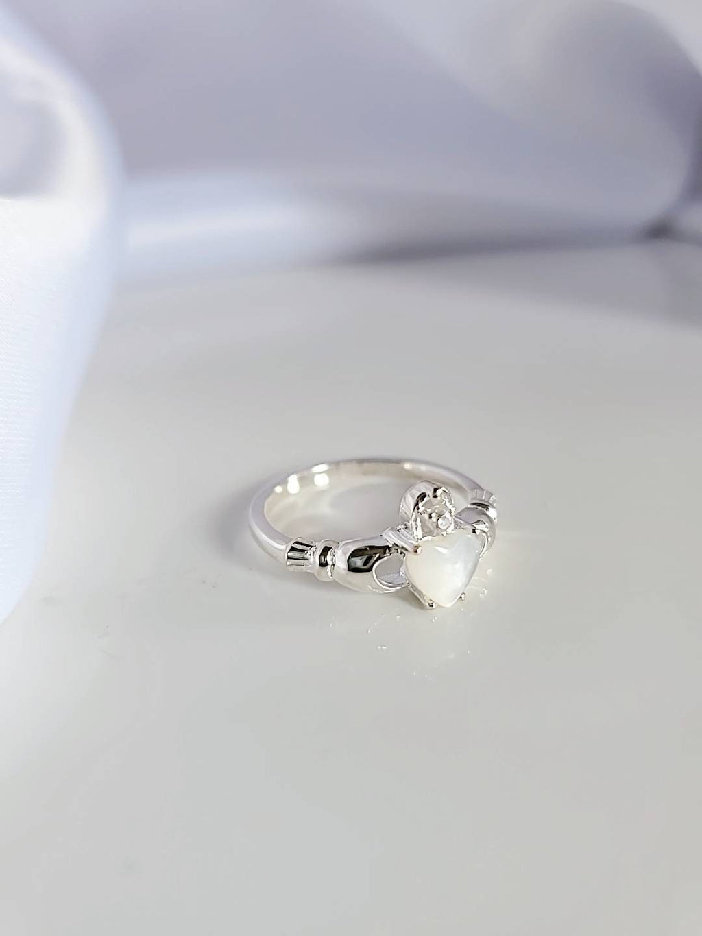 Claddagh Mother of Pearl Celtic Ring