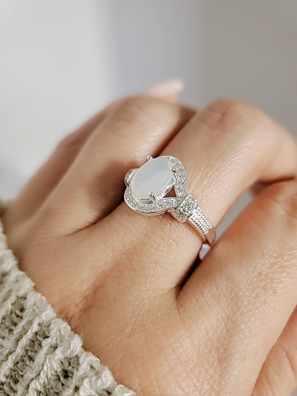 Mother of Pearl Wedding Ring – 925 Sterling Silver