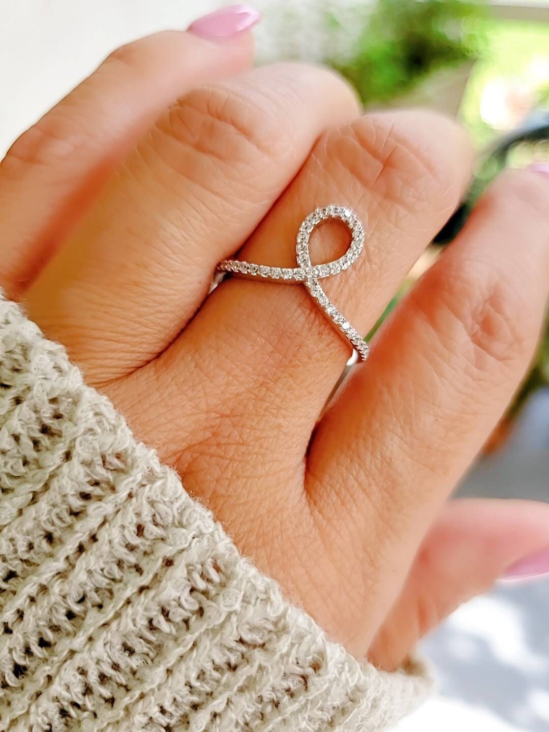 Sterling Silver Ring, Unique Curved Ring, Promise Ring, Anniversary Gift, Women's Ring, Gift for Her