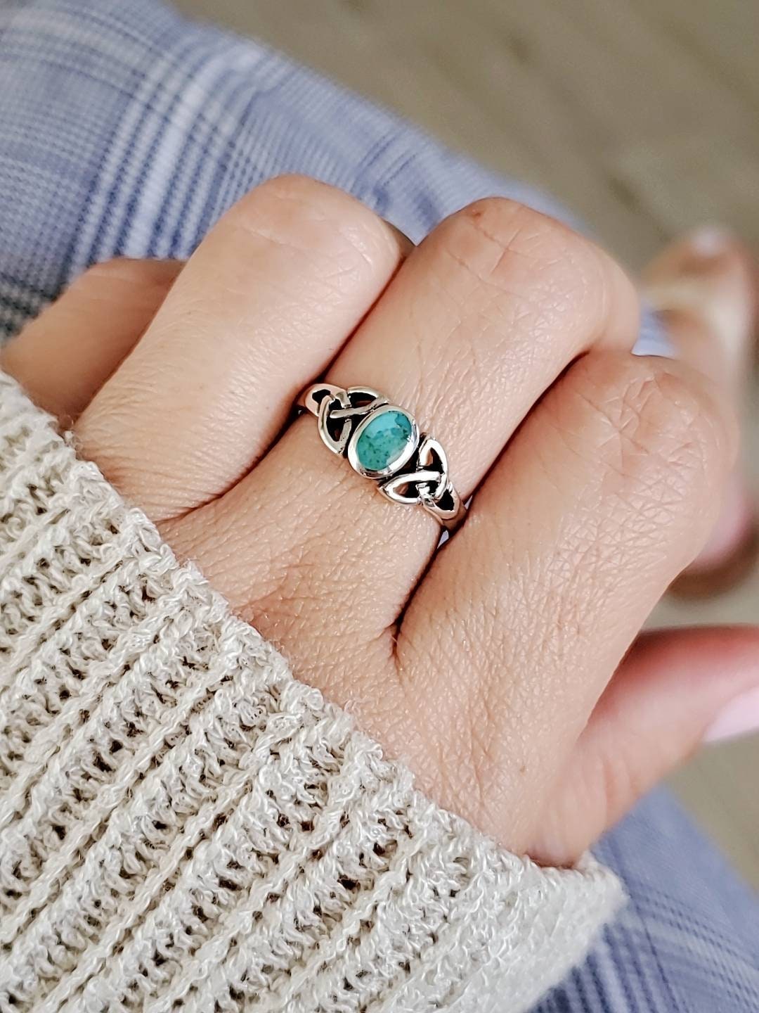 Sterling Silver Celtic Turquoise Ring