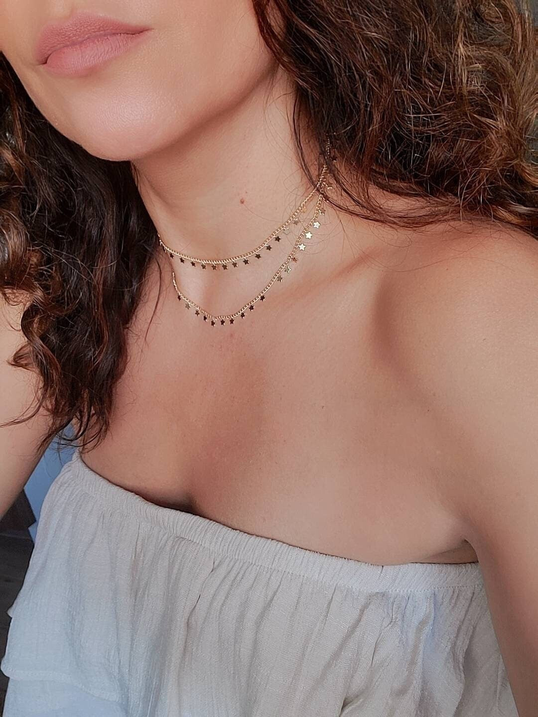 Star Choker Gold filled Necklace