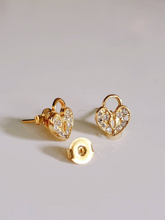 Heart Lock Gold Filled Earrings Padlock  Earrings