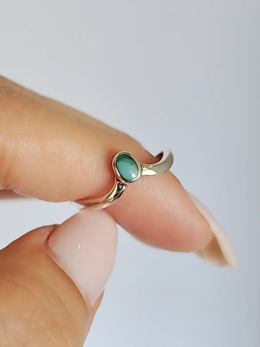 Turquoise Ring Minimalist V Oval Stone Ring