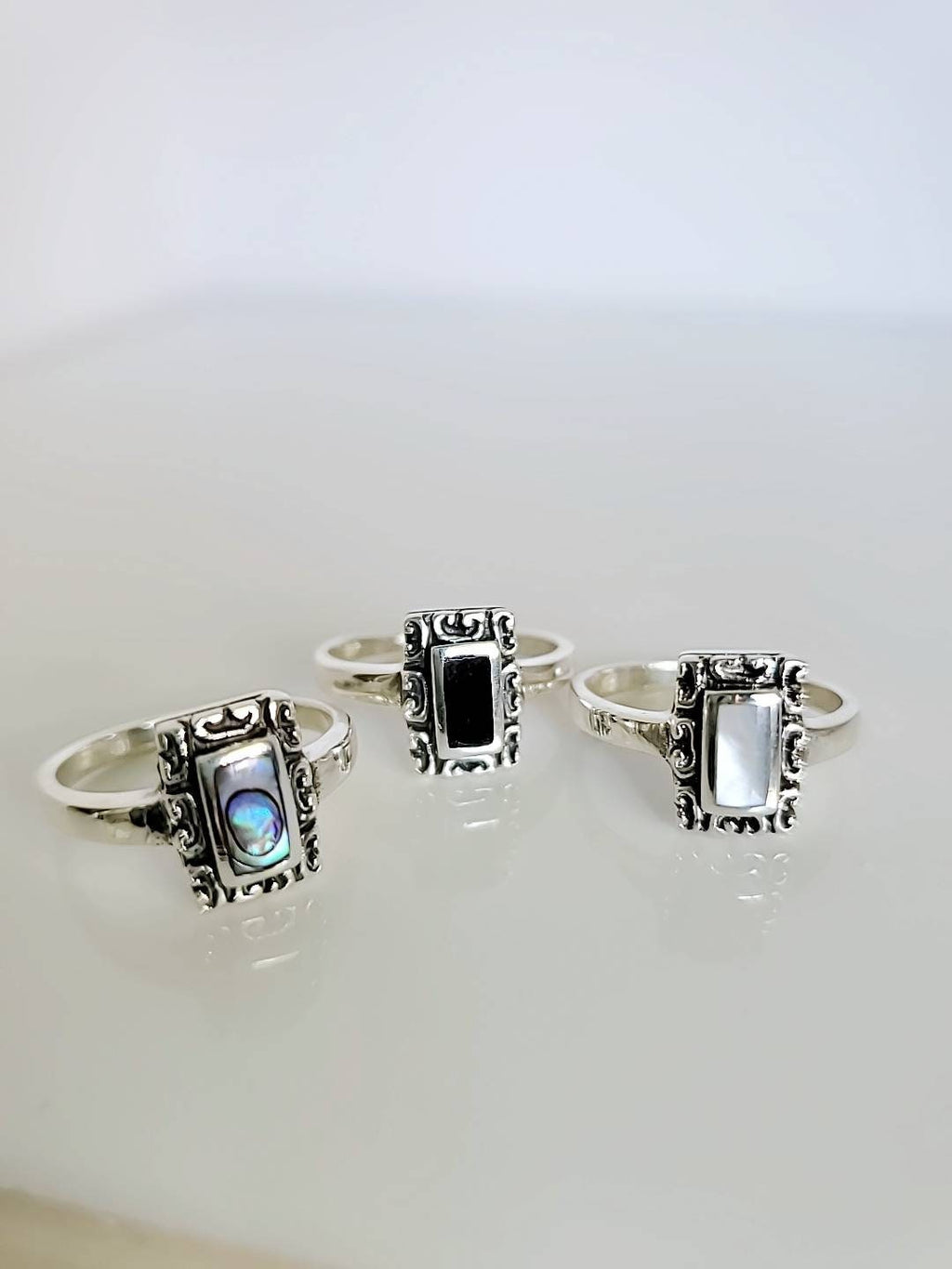 Mother of Pearl Women's Wedding Ring – 925 Sterling Silver
