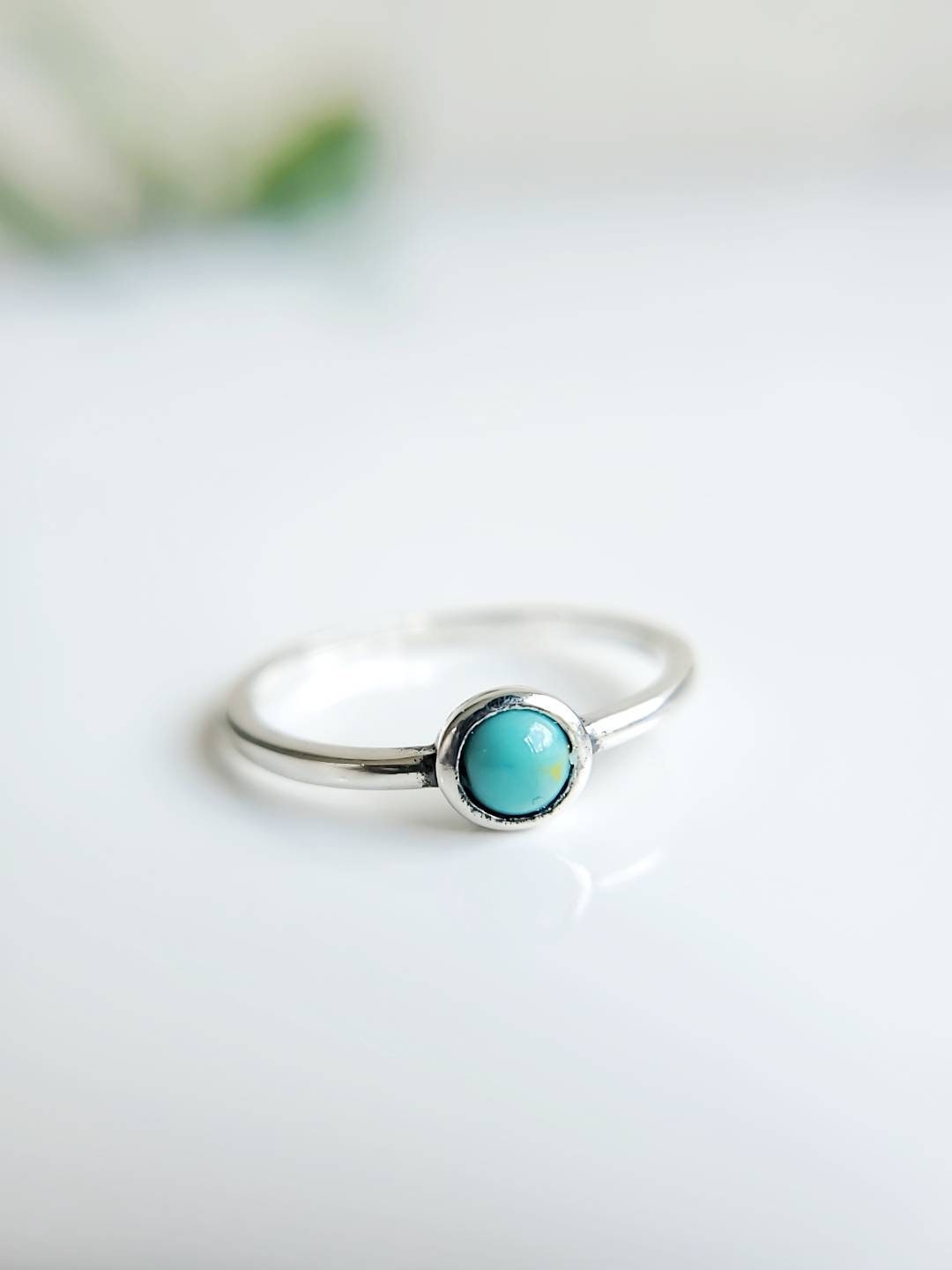 Dainty Turquoise Ring, Sterling Silver Ring