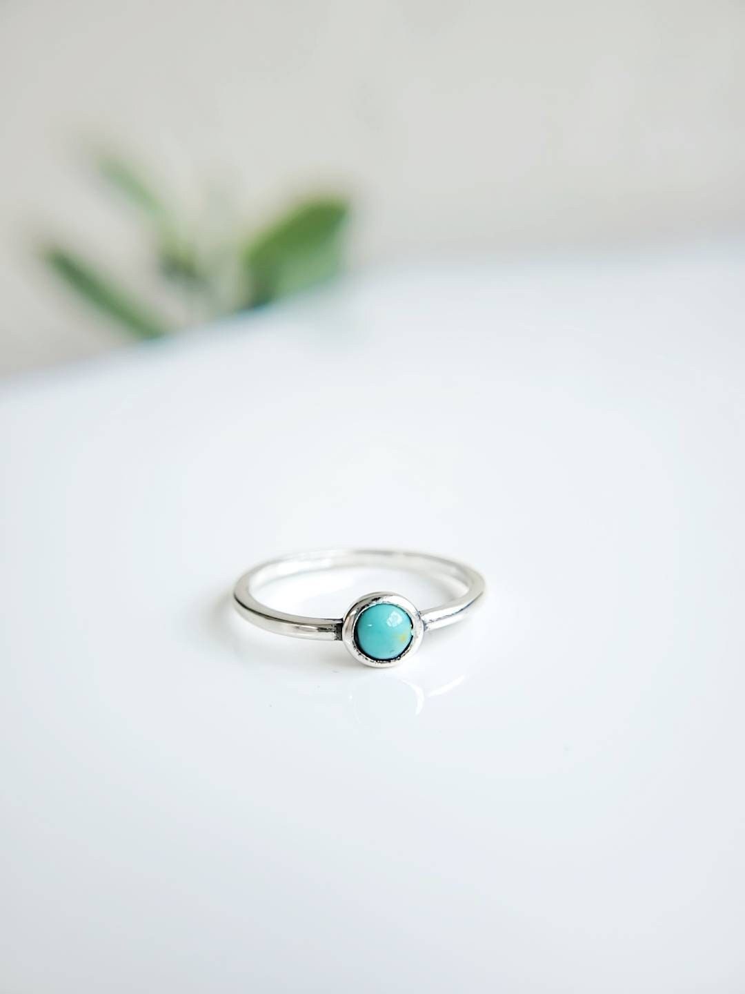 Dainty Turquoise Ring, Sterling Silver Ring