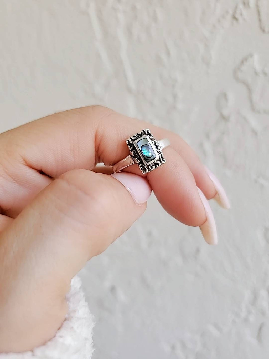 Dainty Bali Abalone Women's Ring