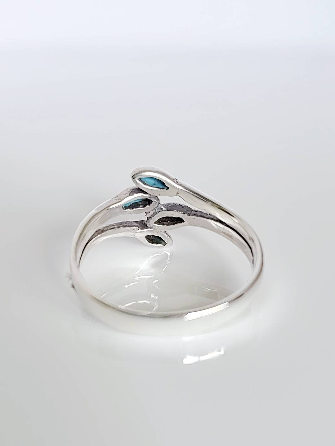 Turquoise Sterling Silver Women Leaves Ring