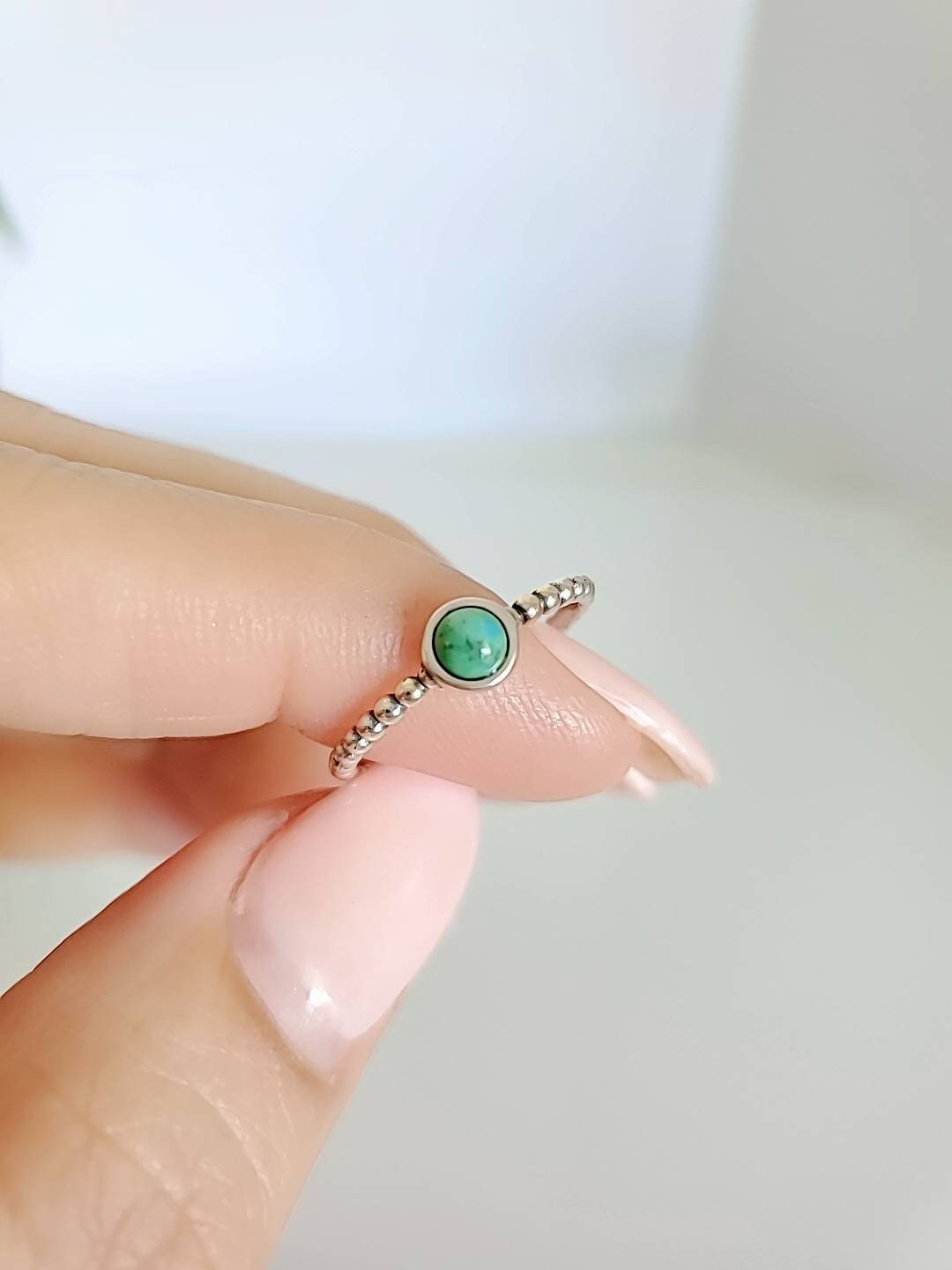 Beaded Sterling Silver Turquoise Ring