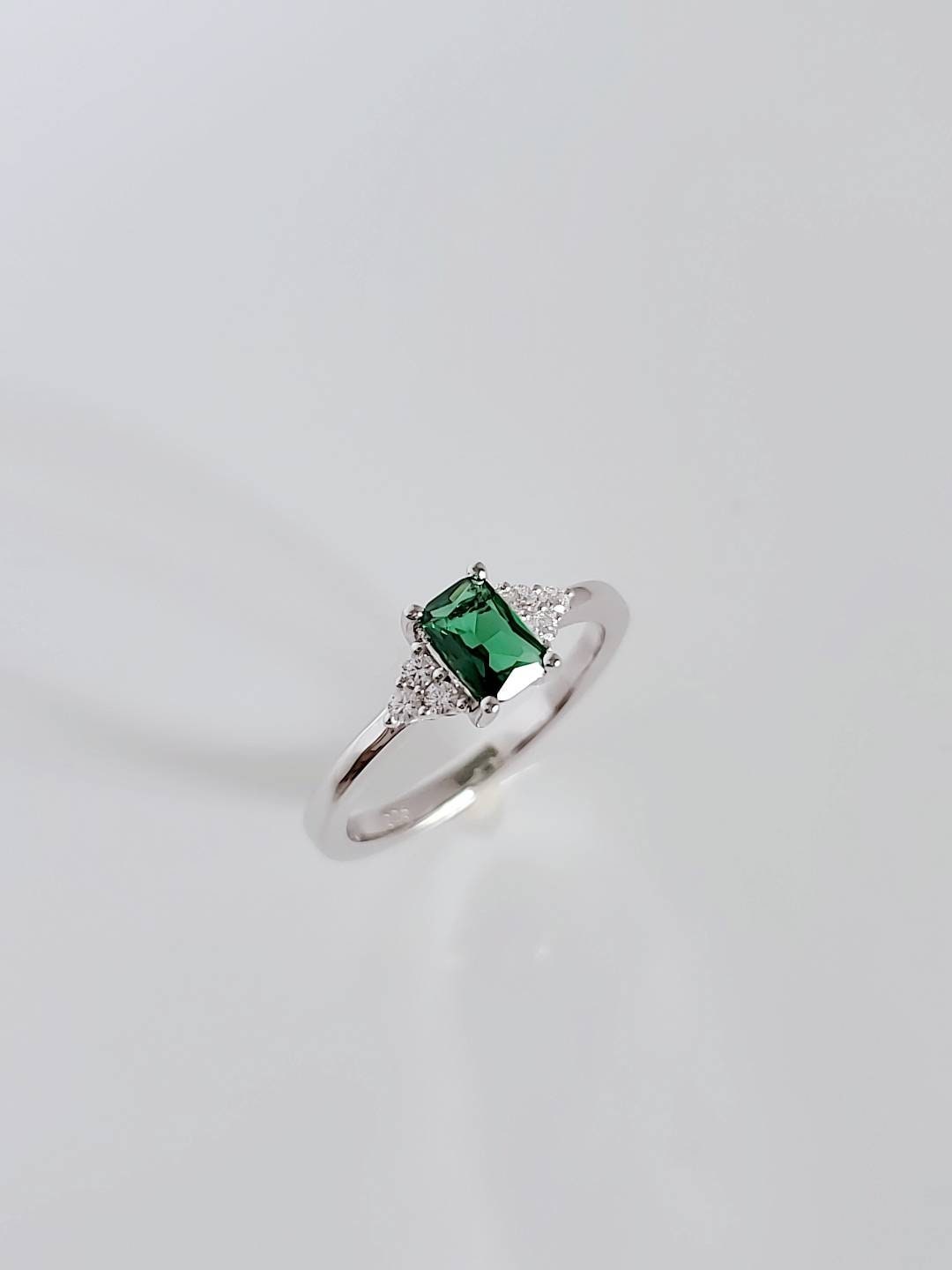 Sterling Silver Precious Emerald Ring, Emerald Cut Ring, Promise Ring, Anniversary, Engagement Ring, Non tarnish Silver, 925 stamped