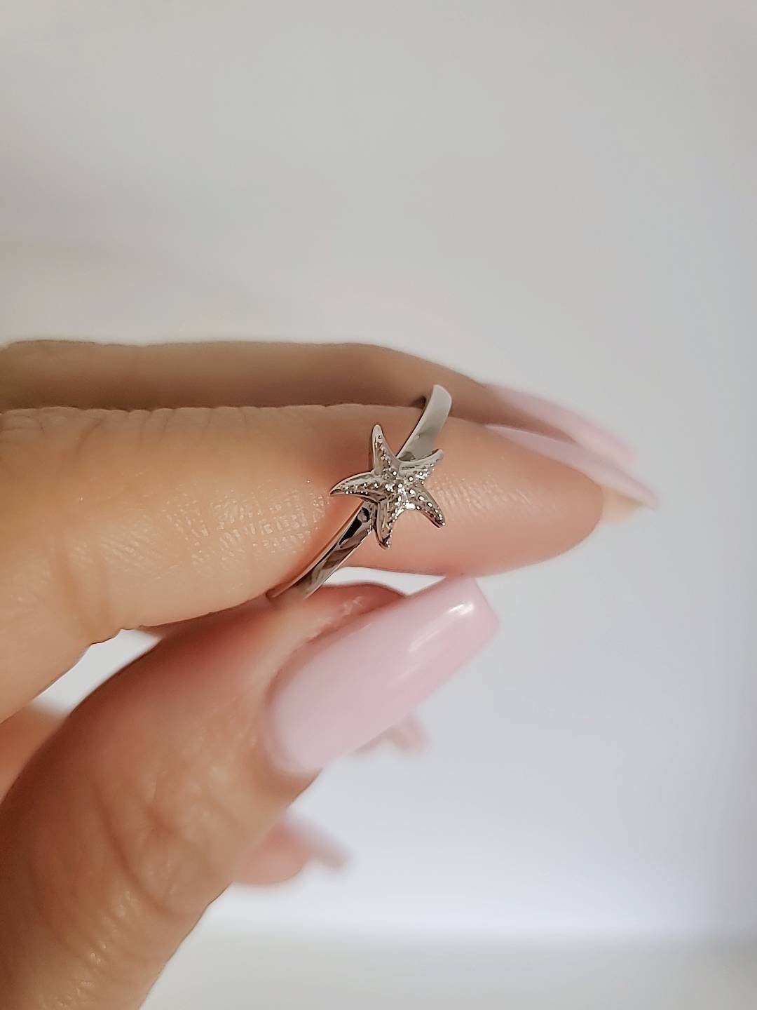 Sterling Silver Starfish Ring, Dainty Ocean Inspired Jewelry, Boho Chic Jewelry, 925 Silver, Size 3-13