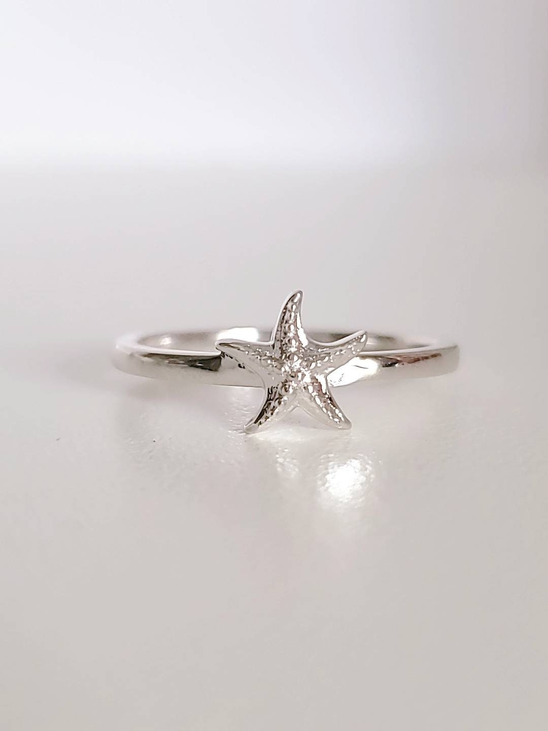 Sterling Silver Starfish Ring, Dainty Ocean Inspired Jewelry, Boho Chic Jewelry, 925 Silver, Size 3-13