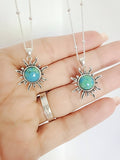 Sun Pendant Turquoise Necklace