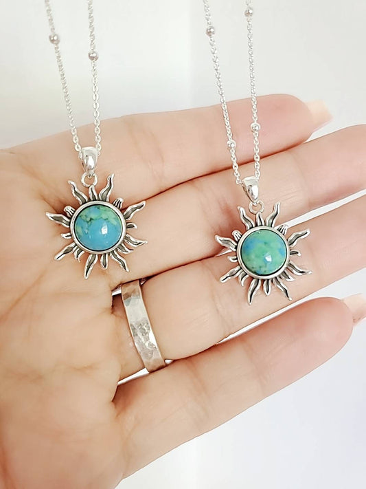 Sun Pendant Turquoise Necklace