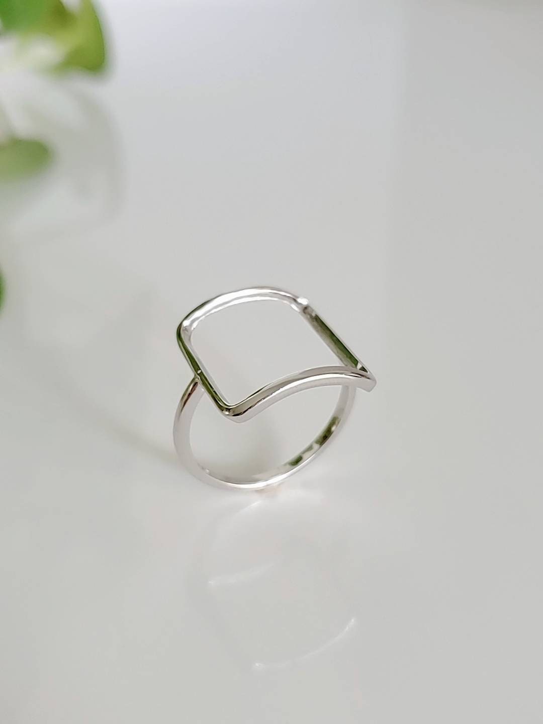 Sterling Silver Square Ring, Open Square Ring, Large Square Ring, Stack Ring, 925 Stamped, Simple Ring, Tarnish Free, Boho Ring