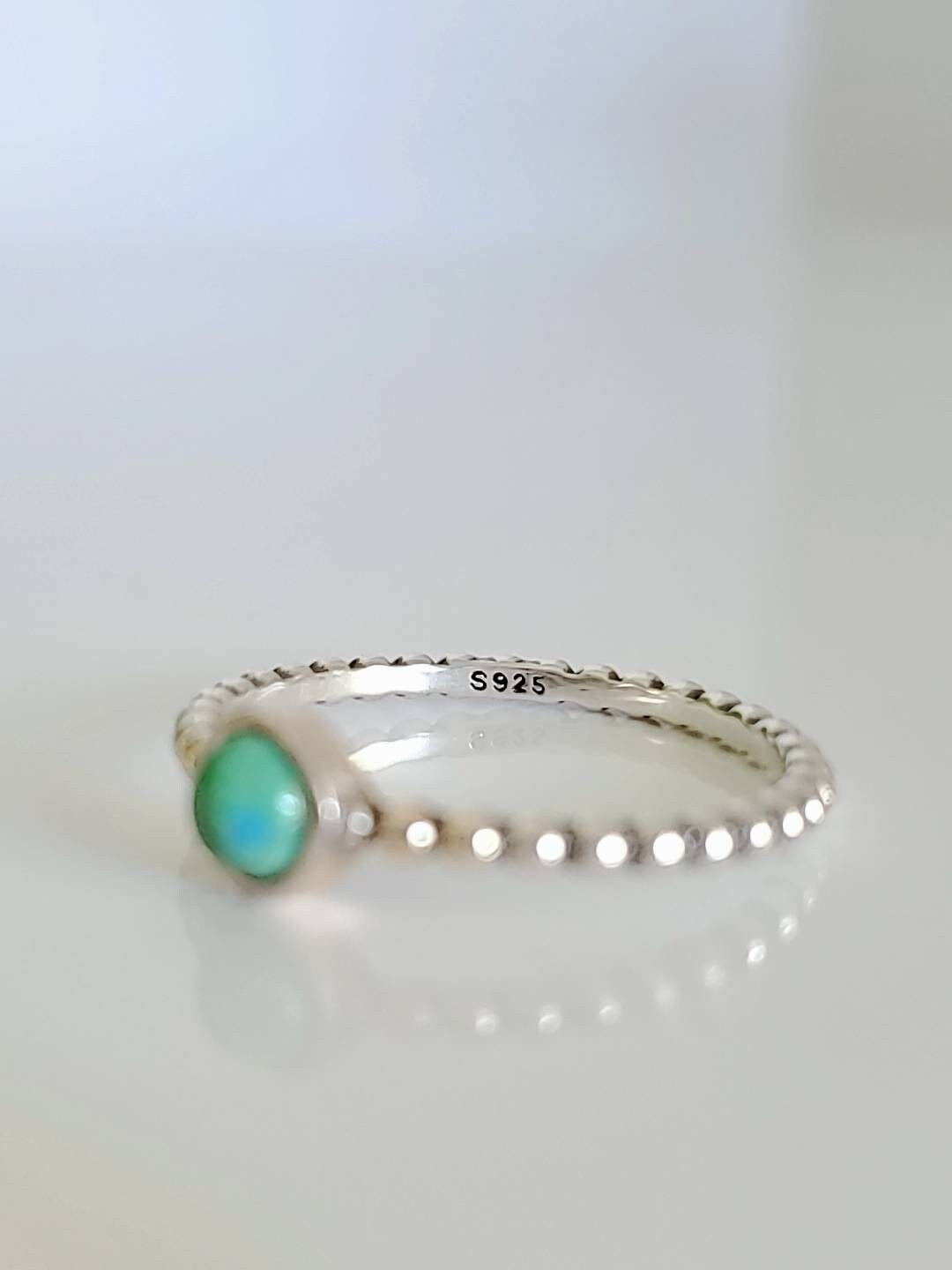 Beaded Sterling Silver Turquoise Ring