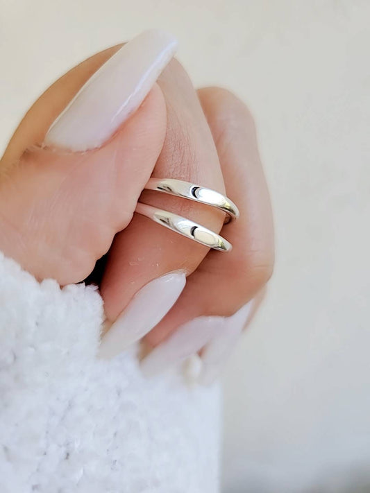 Sterling Silver Crescent Moon Ring, Thin Dainty Ring, 925 Minimalist Ring, Women's Simple Ring, 925 Stamped, Stack Ring,