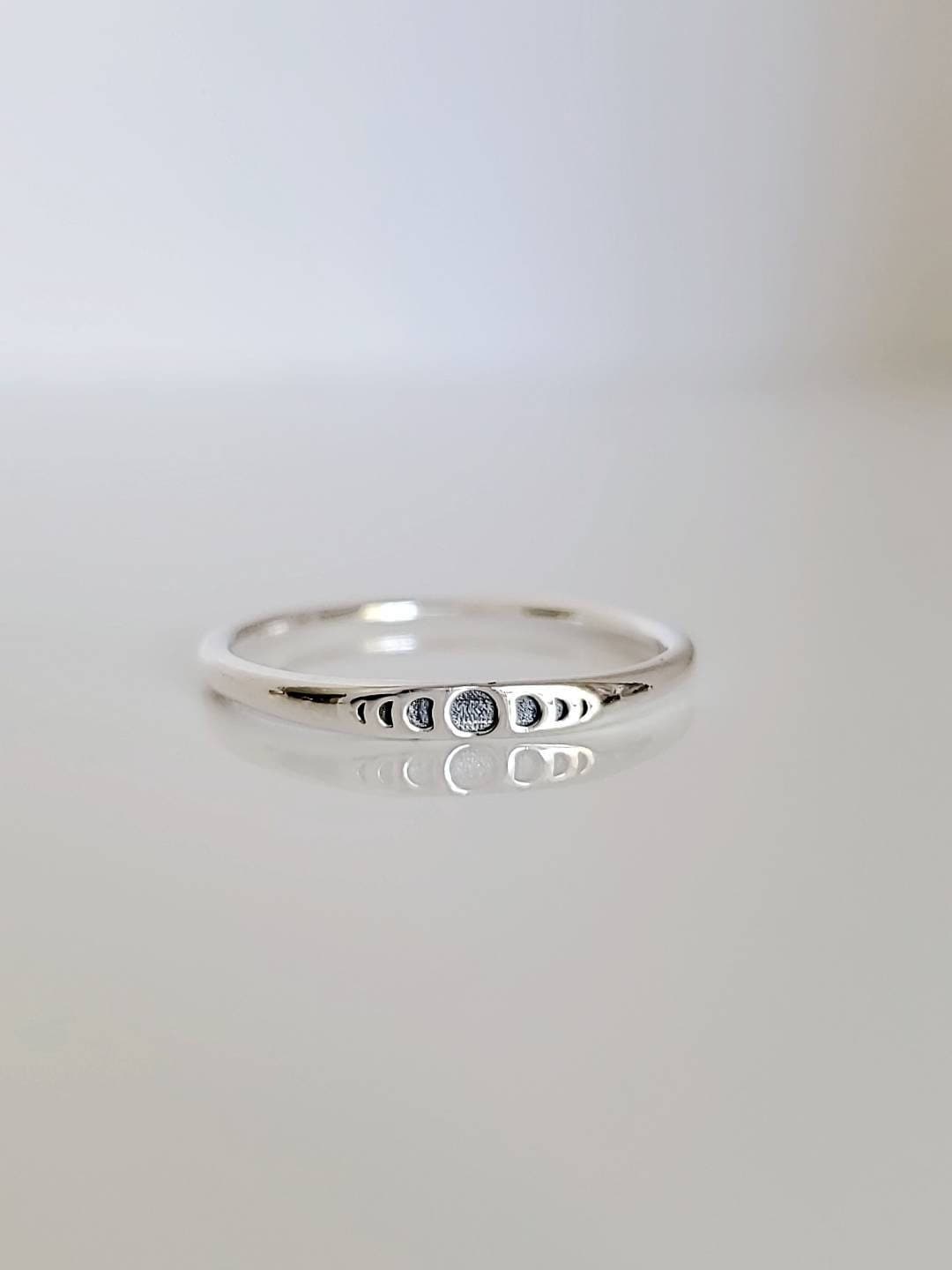 Sterling Silver Moon Phases Ring, Thin Band, 925 Minimalist Ring, Women's Tiny Ring, 925 Stamped, Dainty Stack Ring, Gift ideas for her